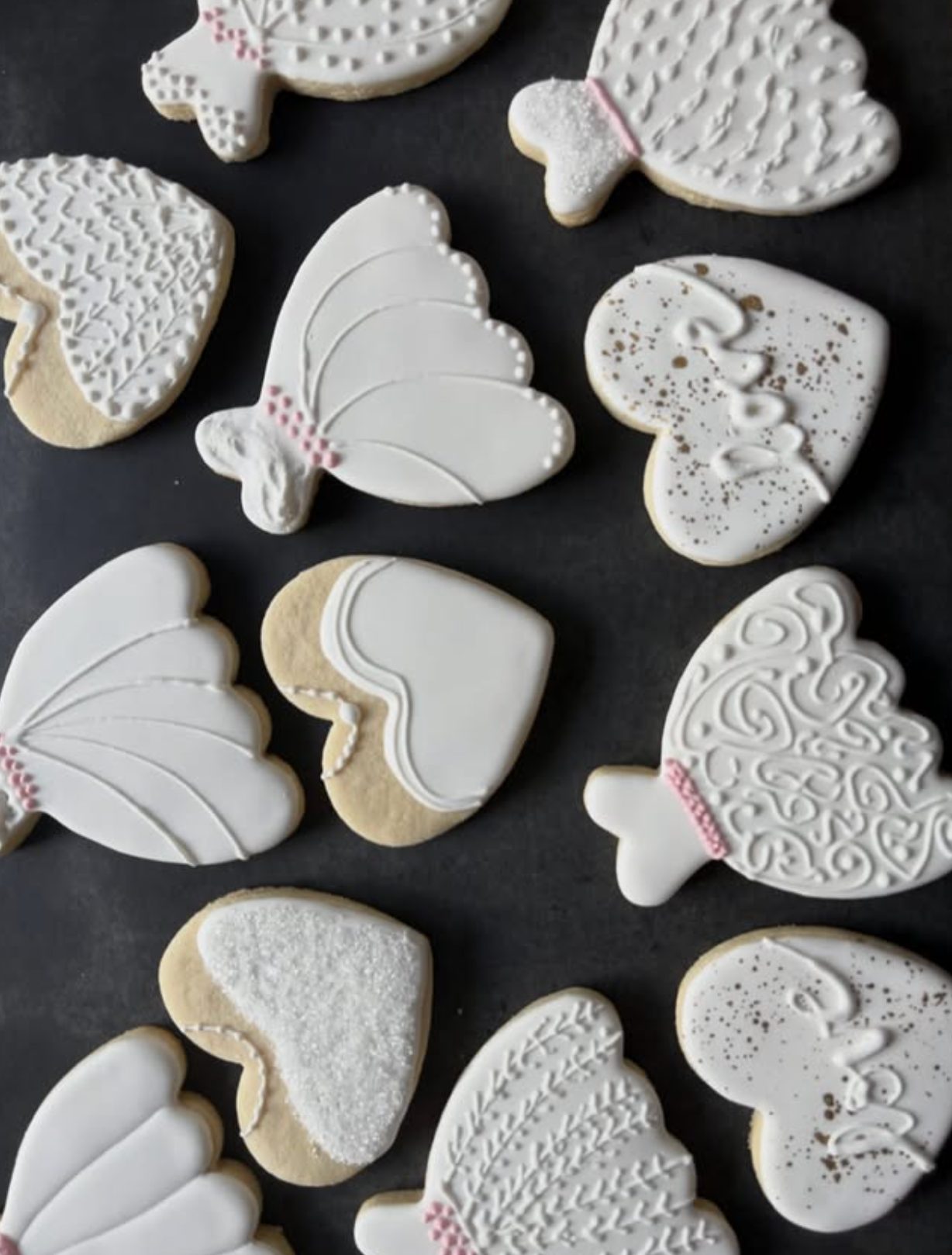 Hand-decorated wedding heart cookies